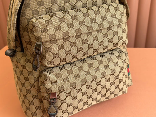 ZAINO MEDIO 40 IN TELA BEIGE ED EBANO