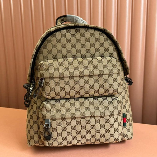 ZAINO MEDIO 40 IN TELA BEIGE ED EBANO