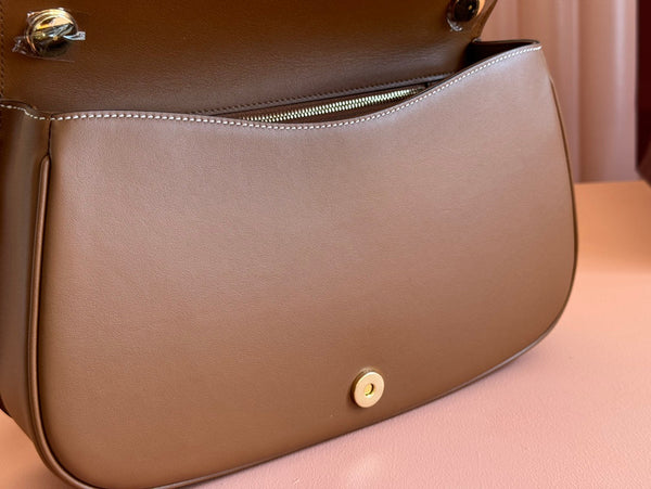 Borsa Gucci Blondie 32 in pelle marrone bianca e tela 239897