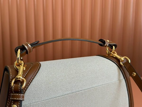 Borsa Gucci Blondie 32 in pelle marrone bianca e tela 239897