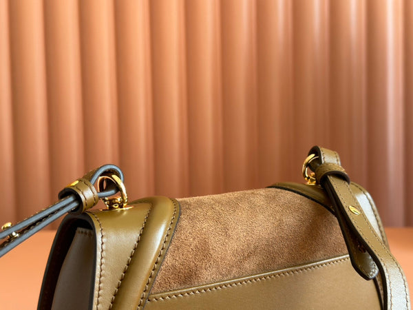 Gucci Blondie Handbag Camel Brown Suede And Calfskin 272175