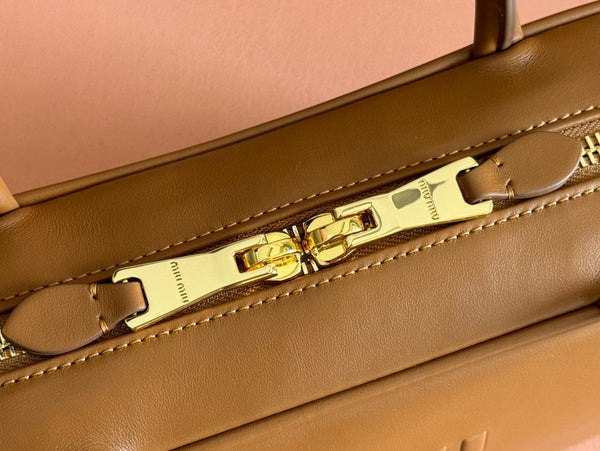 Miu Beau Top-Handle Bag 29 Brown Leather 239692