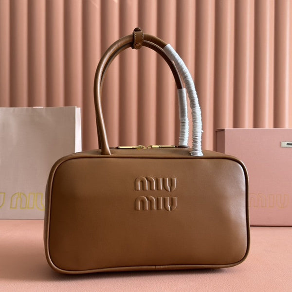 Miu Beau Top-Handle Bag 29 Brown Leather 239692
