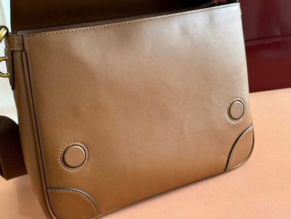 Gucci Emblem Crossbody Bag Brown Calfskin 248360