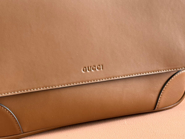 Gucci Emblem Crossbody Bag Brown Calfskin 248360