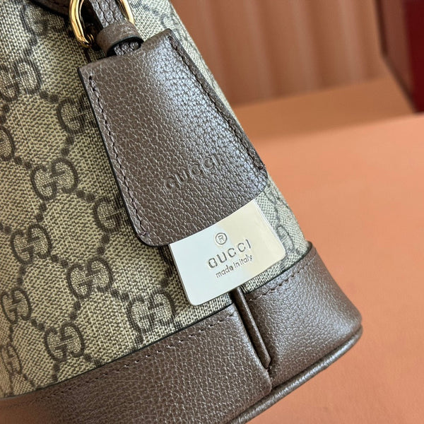 Borsa Gucci Ophidia 23cm in tela e pelle marrone ebano 248270