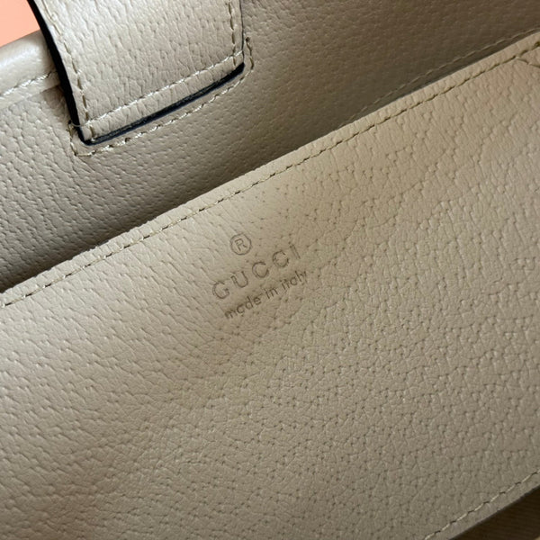 Borsa Gucci Ophidia 23cm Beige Bianco Tela Pelle 248271