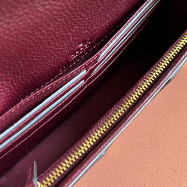 Gucci Marmont Chain Wallet Ebony mix Rosso Ancora Red Leather Canvas 255316