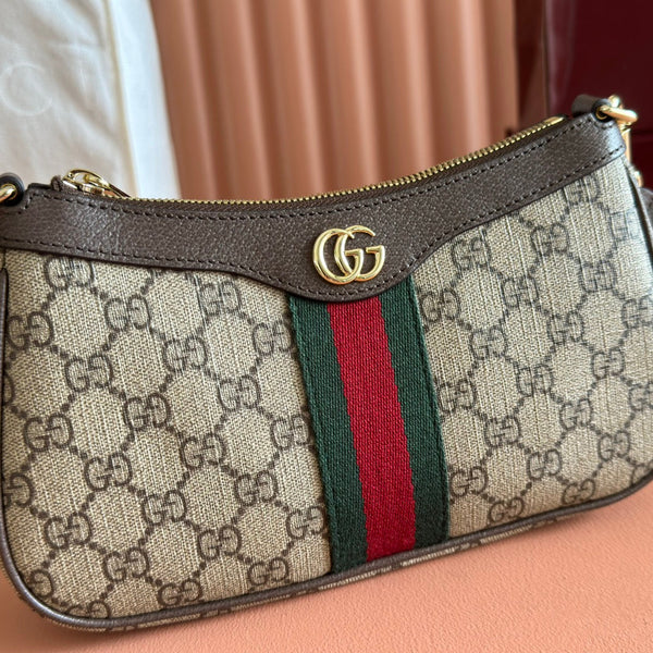 Borsa Gucci Ophidia 26cm in tela marrone ebano 255298