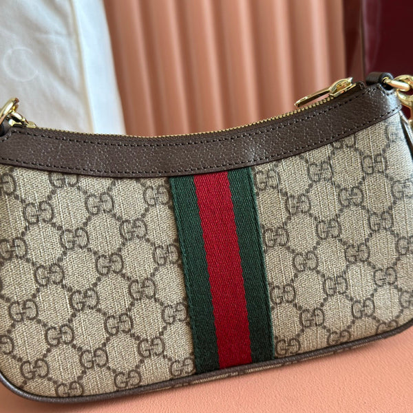 Borsa Gucci Ophidia 26cm in tela marrone ebano 255298