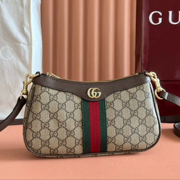Borsa Gucci Ophidia 26cm in tela marrone ebano 255298
