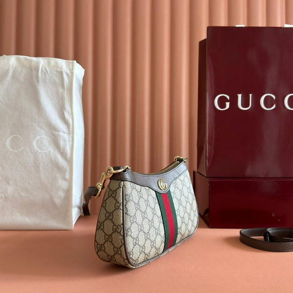 Borsa Gucci Ophidia 26cm in tela marrone ebano 255298
