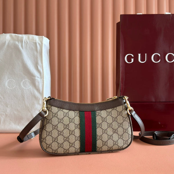Borsa Gucci Ophidia 26cm in tela marrone ebano 255298