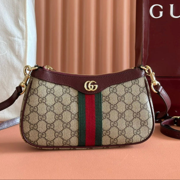 Gucci Ophidia 26cm Bag Ebony Red Canvas 255297