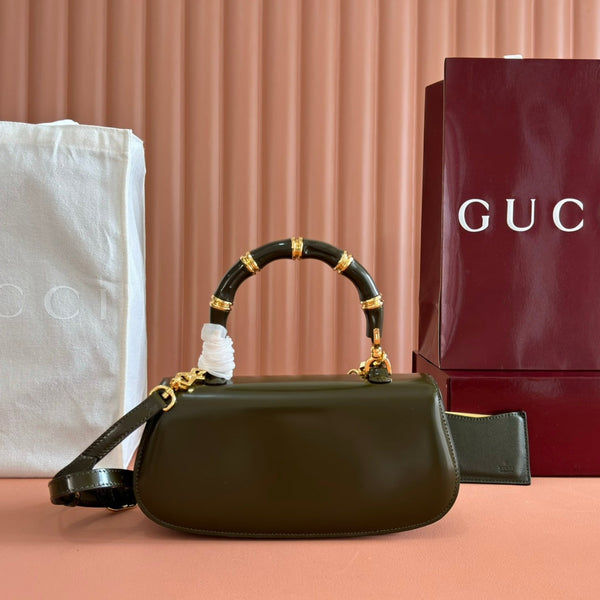 Borsa Gucci Bamboo Diva in pelle verde scuro 255007