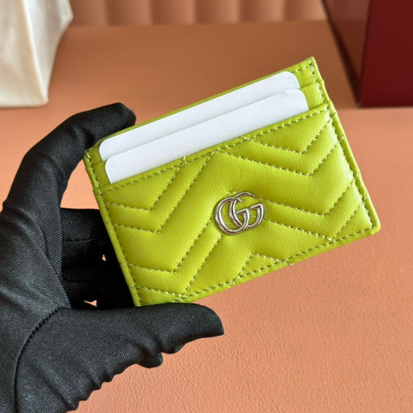 Gucci Marmont Card Wallet Lime Green Calfskin 254956