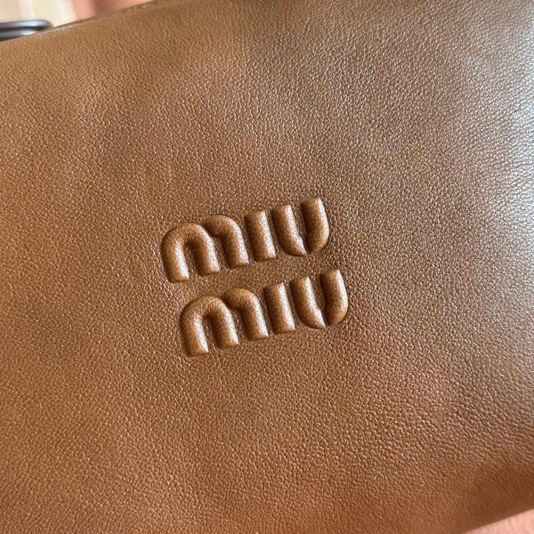 Miu Pouch 25.5cm Brown Nappa leather