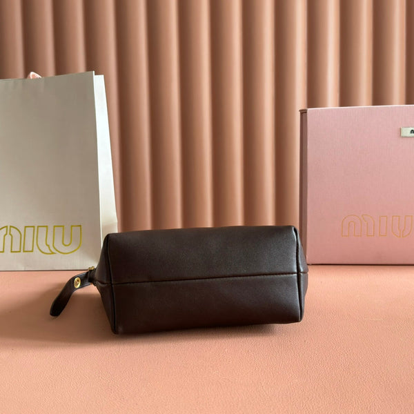 Pochette Miu en cuir chocolat marron 25,5 cm
