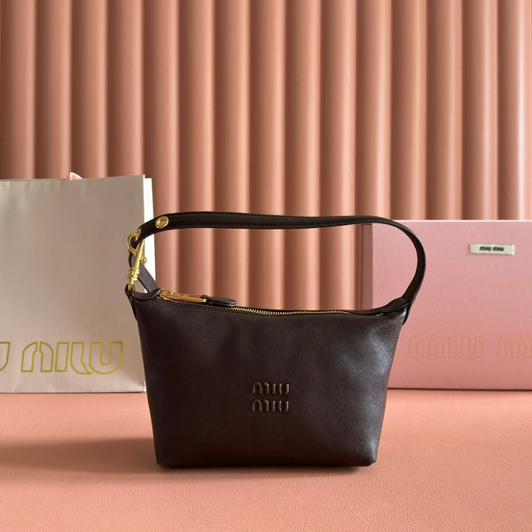 Pochette Miu en cuir chocolat marron 25,5 cm