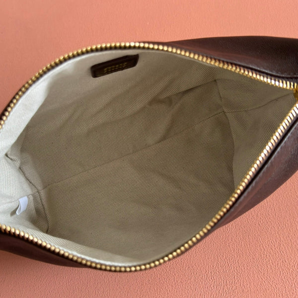 Pochette Miu en cuir chocolat marron 25,5 cm