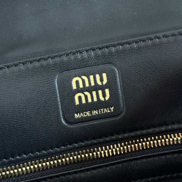 Miu 5bd265 Matelassé Shoulder Bag 28cm Black Lambskin