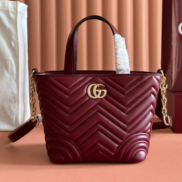 GG 2025 Marmont Tote Bag 29cm Rosso Ancora Red Sheepskin 273627