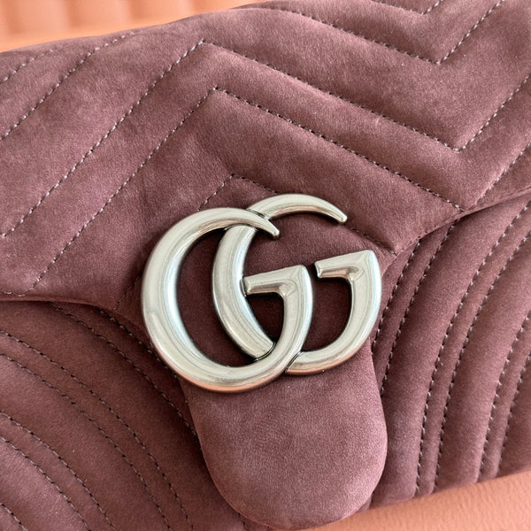 GG Marmont Shoulder Bag Dark Brown Suede 272099