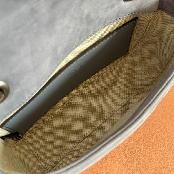 GG Marmont Medium Shoulder Bag Dusty Blue Suede 272094