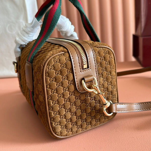 Gucci monogram handbag 20 dark brown suede 271907