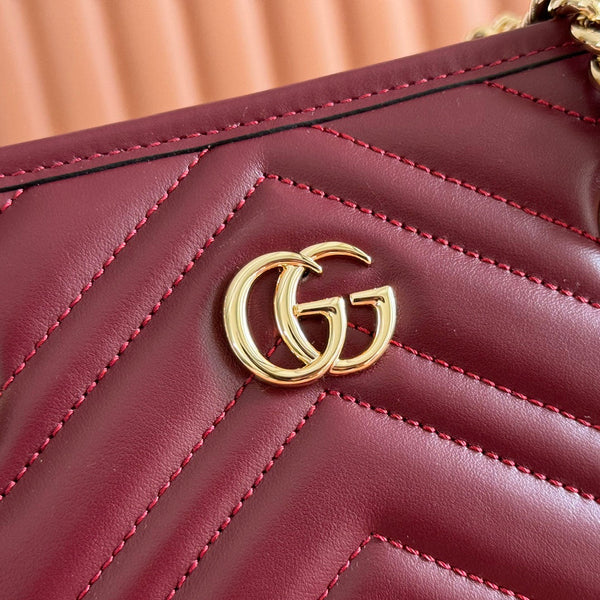 GG Marmont Matelasse Tote Burgundy Leather 271806