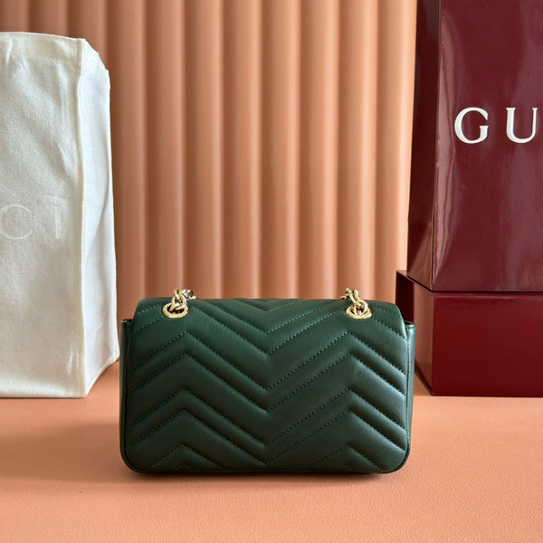 Gucci Marmont Bag 22 Dark Green Lambskin Gold Hardware 271792
