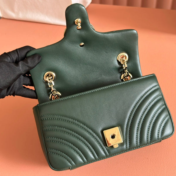 Gucci Marmont Bag 22 Dark Green Lambskin Gold Hardware 271792