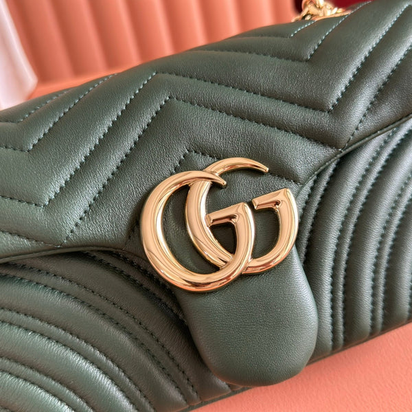 Gucci Marmont Bag 26 Dark Green Lambskin Gold Hardware 271793