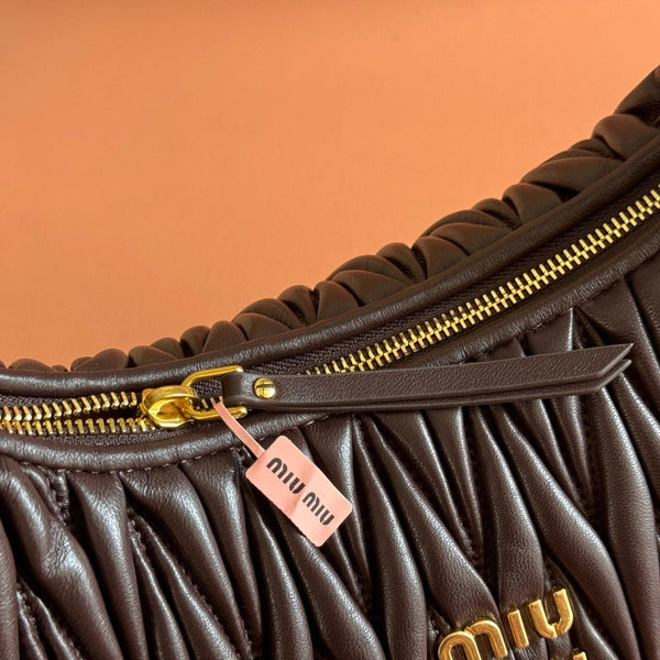 Miu Wander Matelassé Shoulder Bag 29cm Coffee Lambskin