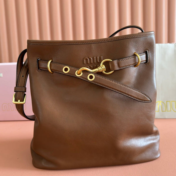 Miu 5BE101 Pouch Tan Brown Cowhide 285393