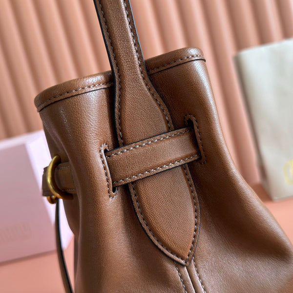 Miu 5BE101 Pouch Tan Brown Cowhide 285393