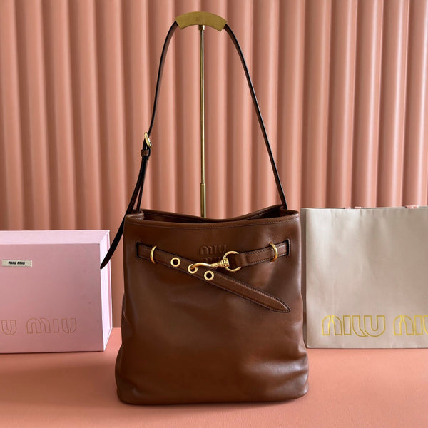 Miu 5BE101 Pouch Tan Brown Cowhide 285393