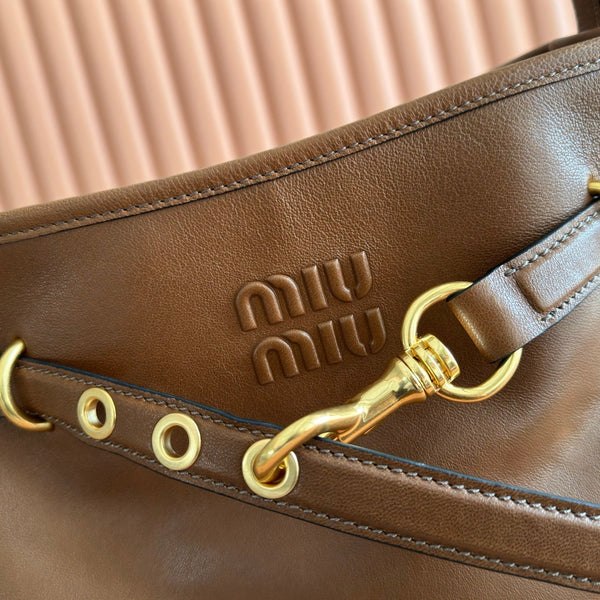 Miu 5BE101 Pouch Tan Brown Cowhide 285393