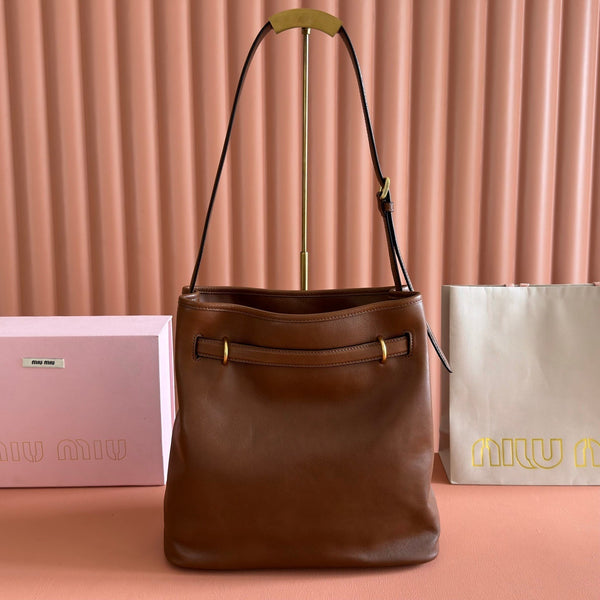 Miu 5BE101 Pouch Tan Brown Cowhide 285393