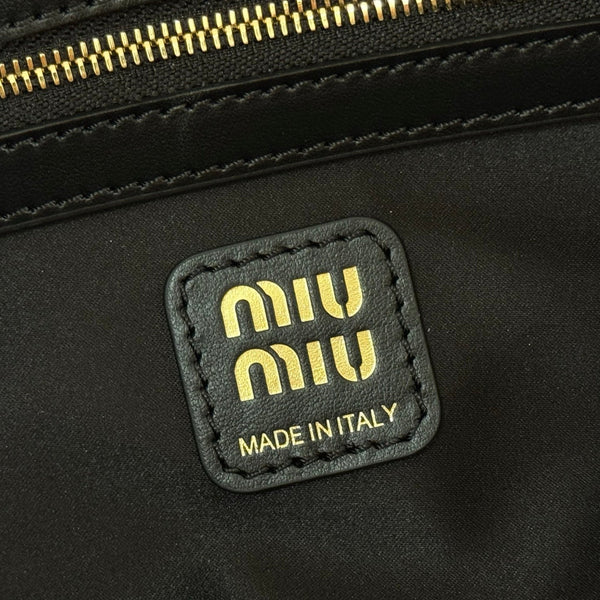 Miu Beau Semi-Circular Bowling Bag Black Leather