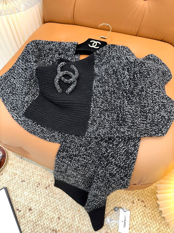 CC 25 Classic Scarf 175cm Black Wool 971060