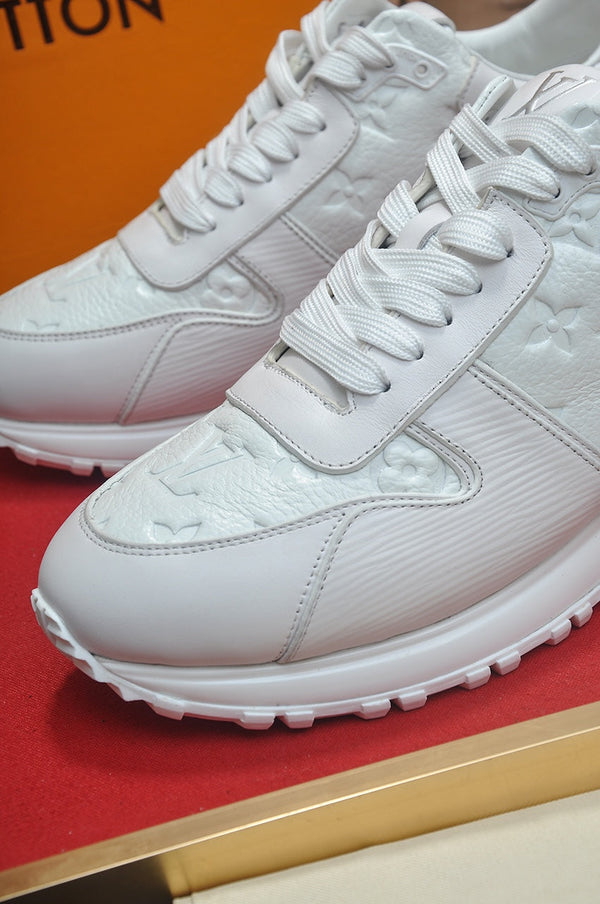 LV TRAINER SHOES IN WHITE EMBOSSED LAMBSKIN