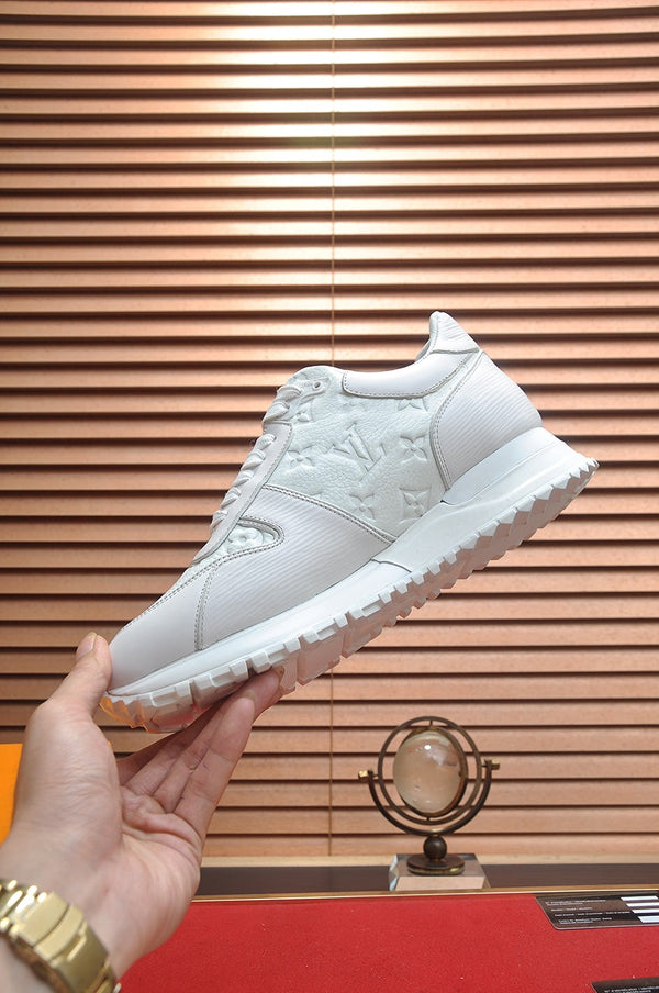 LV TRAINER SHOES IN WHITE EMBOSSED LAMBSKIN