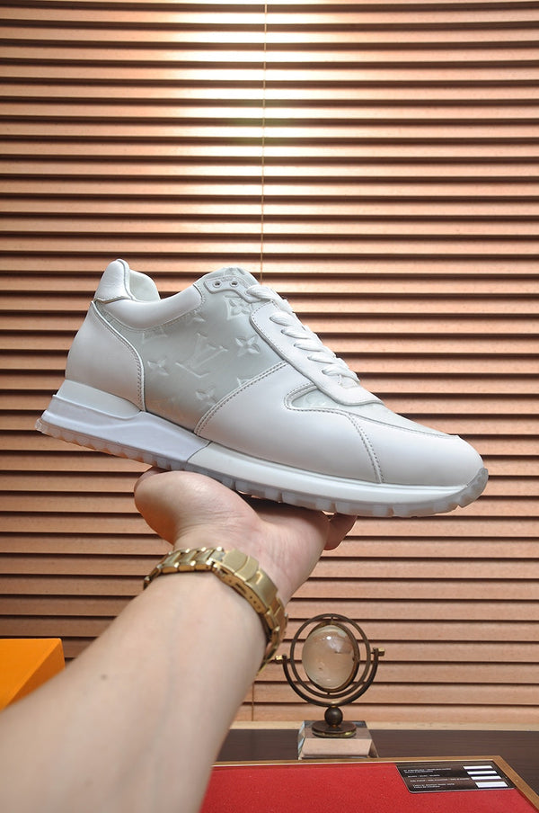 SCARPE DA ginnasta LV IN PELLE DI AGNELLO GOFFRATA GRIGIO MIX BIANCO