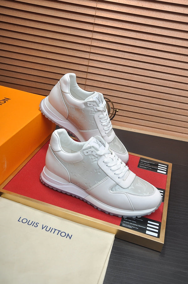 SCARPE DA ginnasta LV IN PELLE DI AGNELLO GOFFRATA GRIGIO MIX BIANCO