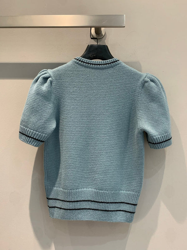 CD 25 Lucky Star Knit Top Blue-green Sheep wool