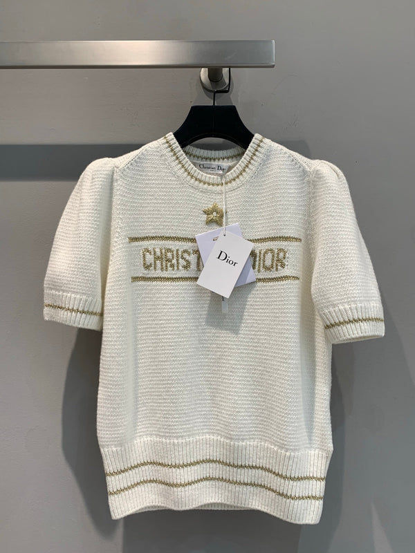 CD 25 Lucky Star Knit Top Beige Lana di pecora
