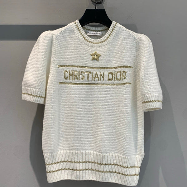 CD 25 Lucky Star Knit Top Beige Lana di pecora