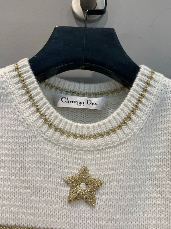 CD 25 Lucky Star Knit Top Beige Lana di pecora