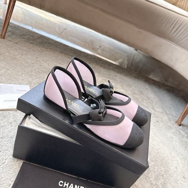 CC 25b Fall-Winter Mary Janes 15mm Pink Black Mesh & Grosgrain 415778